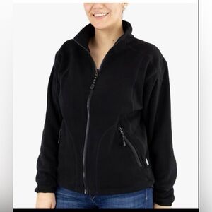 NWT Rivers End Woman black zip up micro fleece jacket (black)- Large. MSRP $75